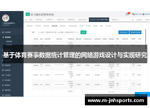 基于体育赛事数据统计管理的网络游戏设计与实现研究